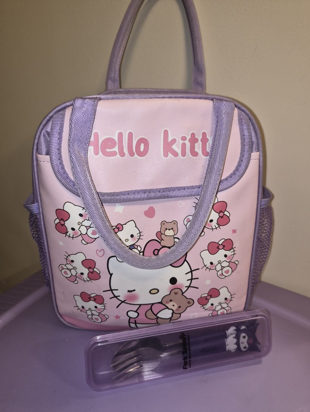 Hello Kitty Lunch Bag + Kuromi Cutlery